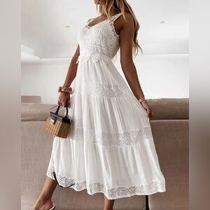 Crotchet Lace Midi Dress